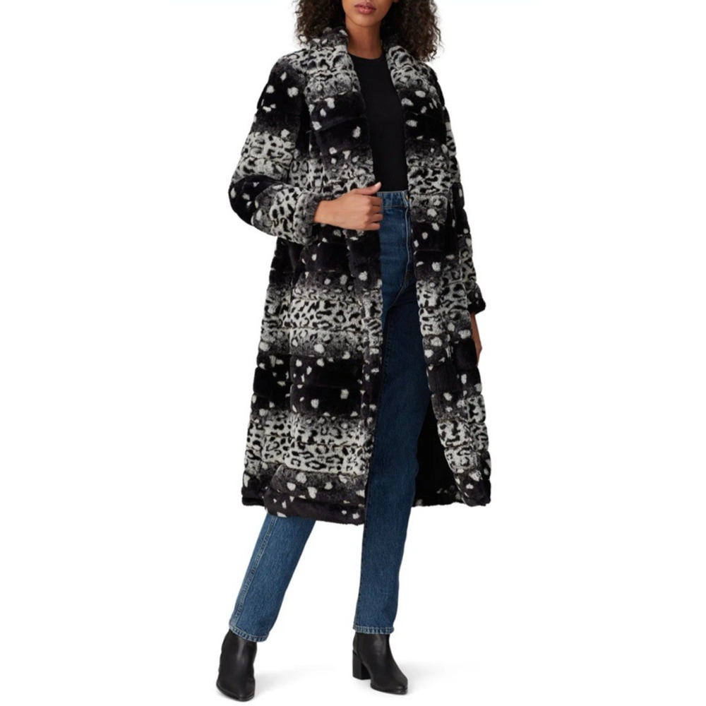 Hutch Coat Kat Animal Print Wrap Black Faux‎ Fur Size M READ ON